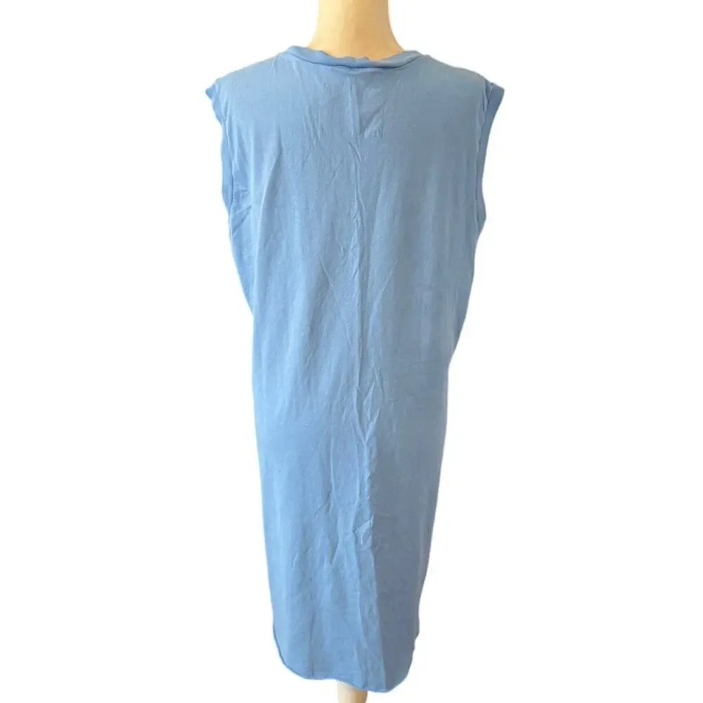 Frank & Eileen Cory Vintage Muscle Tee Dress Blue Cotton Made USA Large